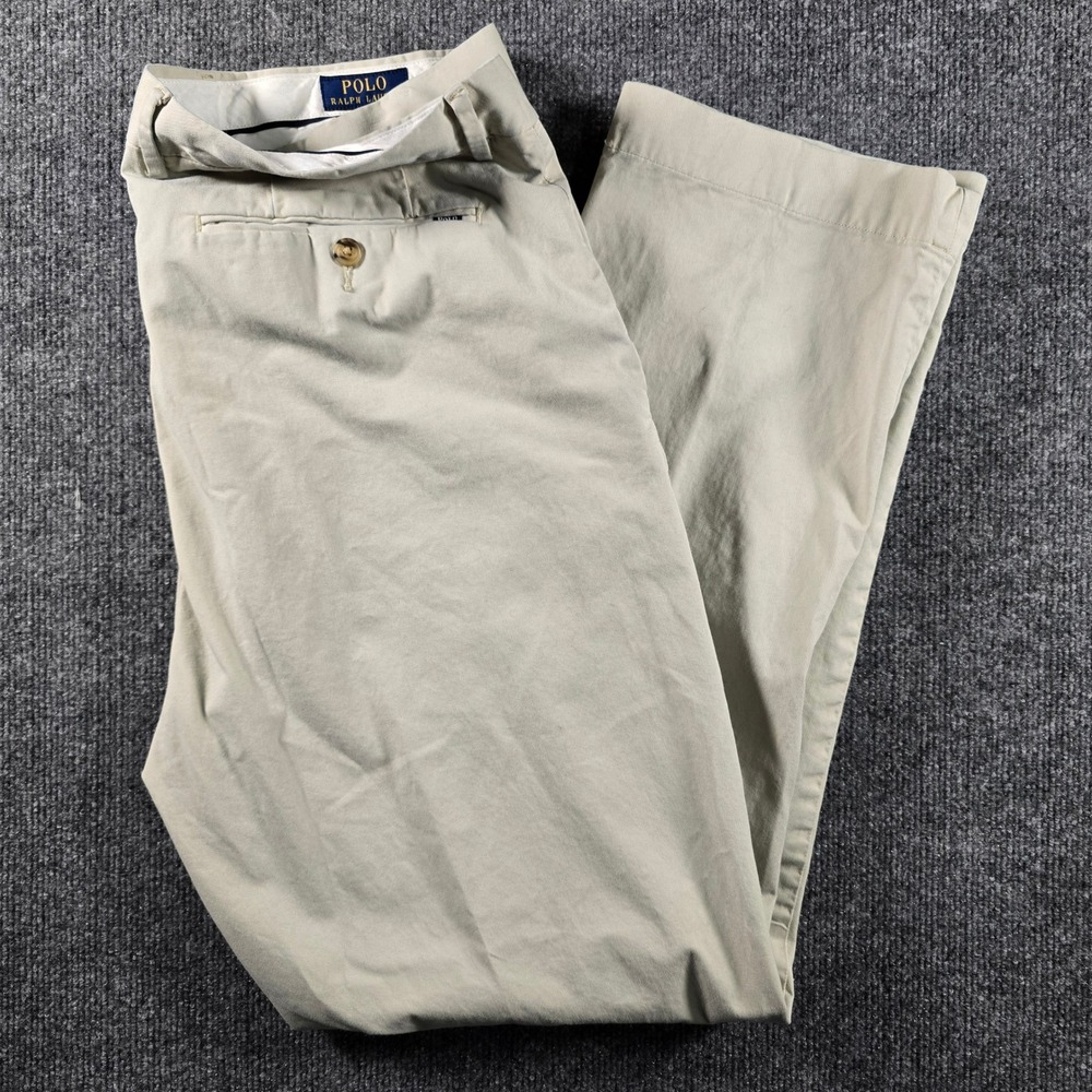 Polo Ralph Lauren Stretch Classic Fit Chino Pants Tan Khaki 36x32 Mens Trousers